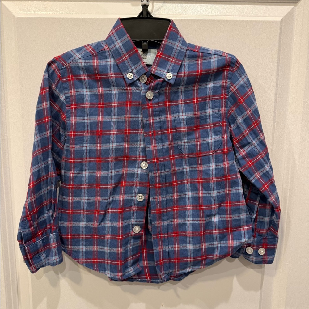 Class Club Blue and Red Plaid Kids Shirt
